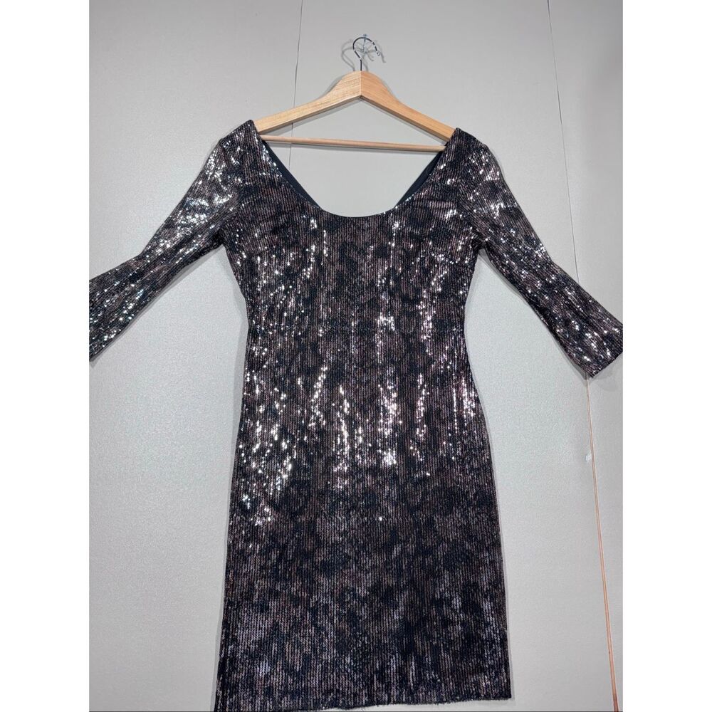 Guess Sequin Off Shoulder Bodycon Sheer Sleeve‎ Dress